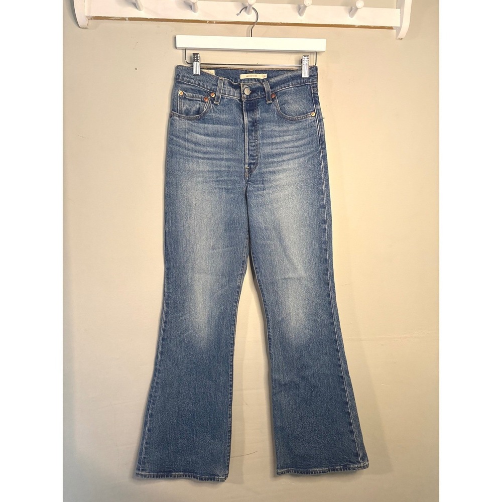 Levis Premium RIBCAGE RLARE Blue Jeans Medium Wash Blue High Rise Denim 26x32